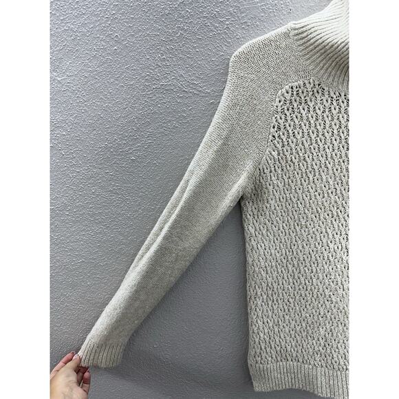 Tommy Hilfiger Womens Sweater Size Small Tan Open Knit 1/4 Zip - Picture 3 of 12
